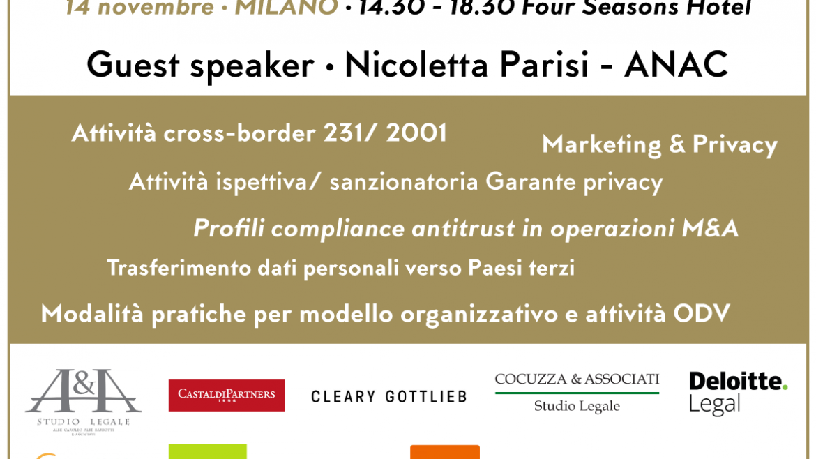14 novembre 2019: Corporate Compliance/ Round Tables Asla e The Skill a Milano