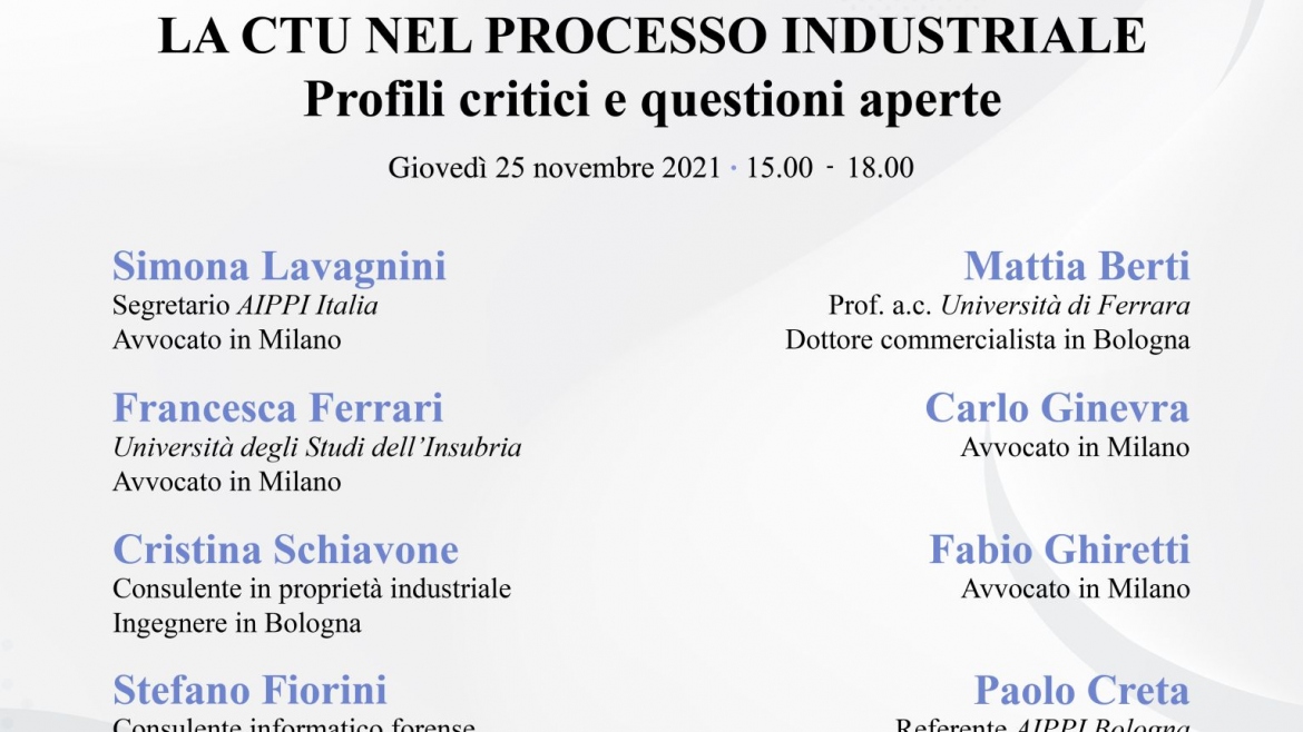 AIPPI con The Skill per il webinar “La CTU nel processo industriale: profili critici e questioni aperte” in programma il 25 novembre